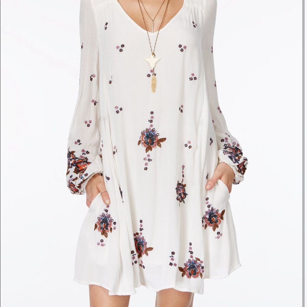 Free People embroidered oxford dress in white